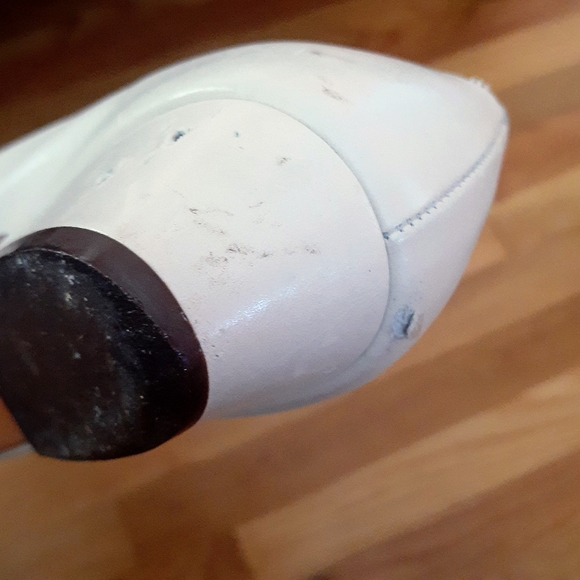 VINTAGE SALVATORE FERRAGAMO White Lillaz Bow Block Kitten heel Shoe Size 6.5 Fer - Picture 5 of 7